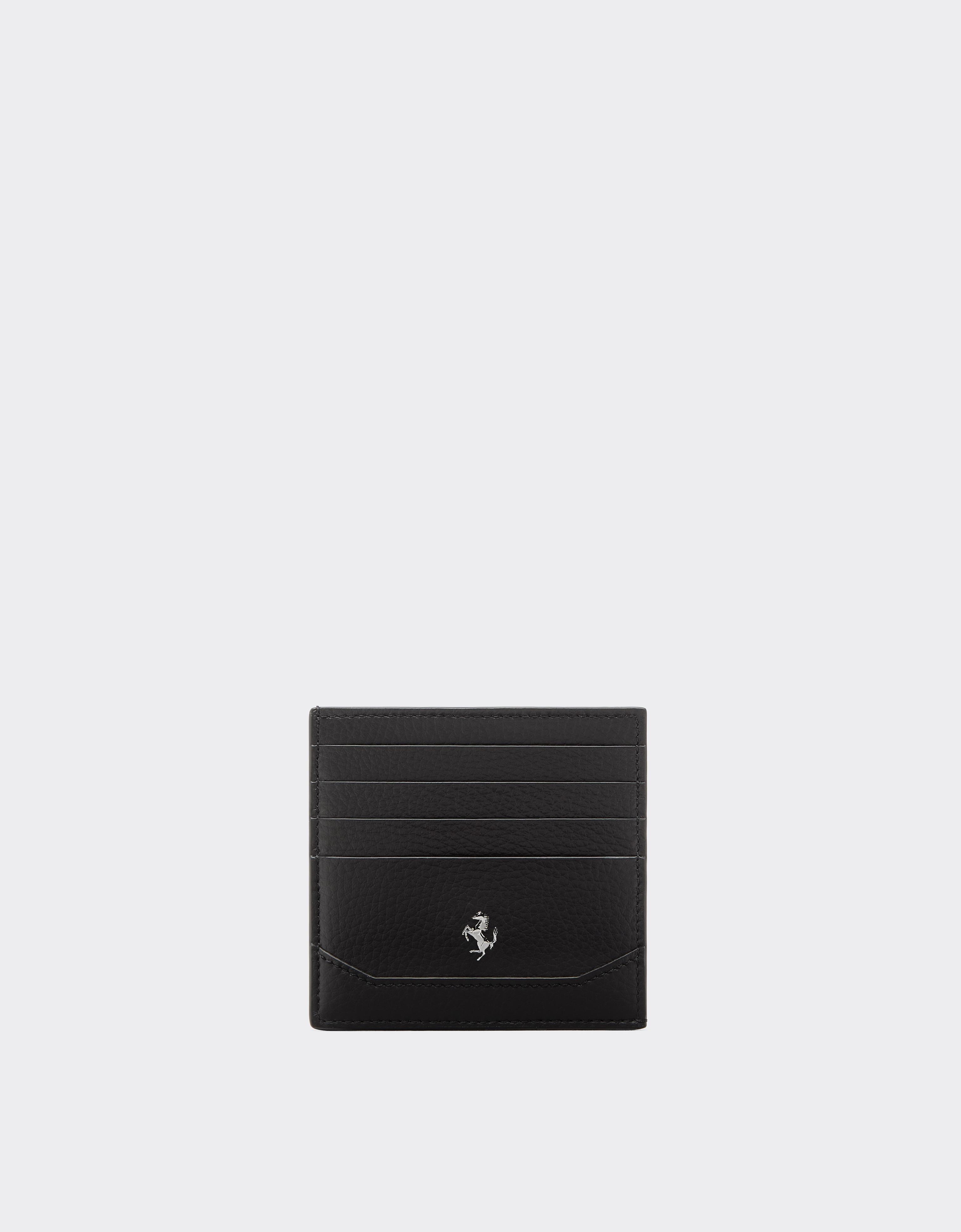 Ferrari Gt Soft Card Holder In Granata Leather In Black