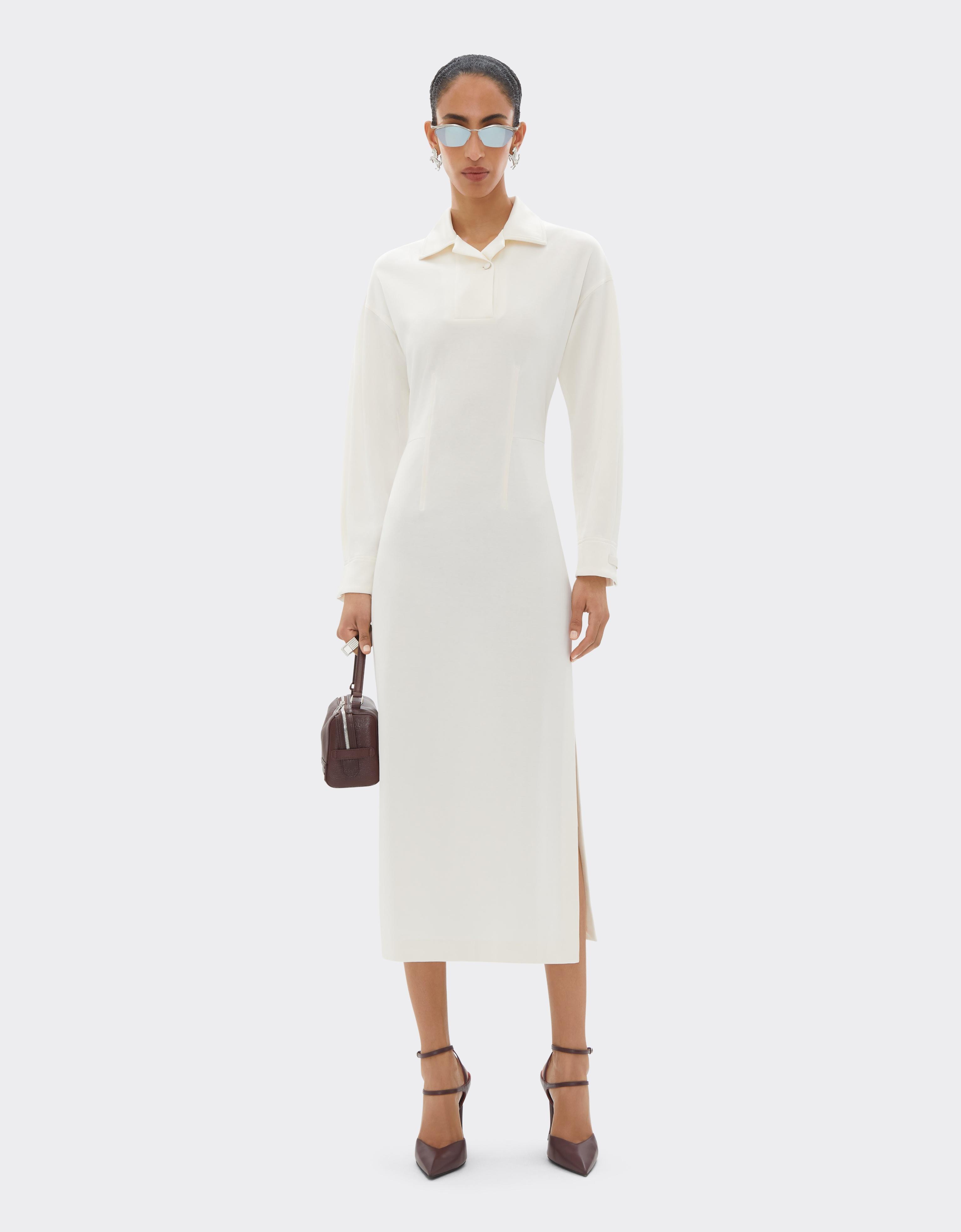 Long-sleeved jersey polo dress