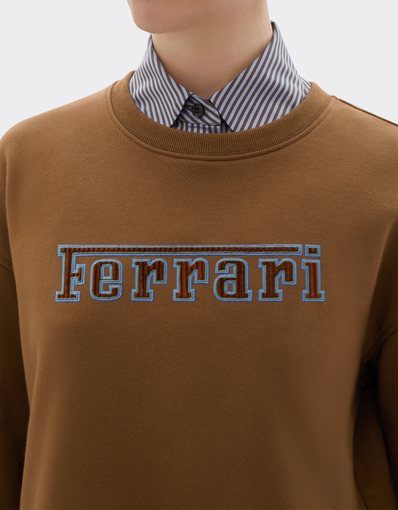 Sudadera de cuello redondo de algodón con logotipo de Ferrari