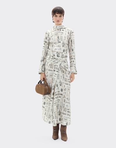 Silk Twill Blouse with Officina Print