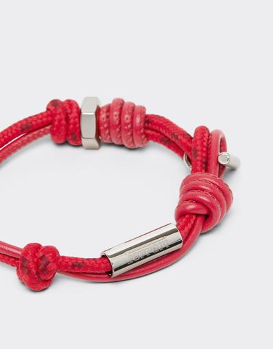 Knotted leather and cord bracelet