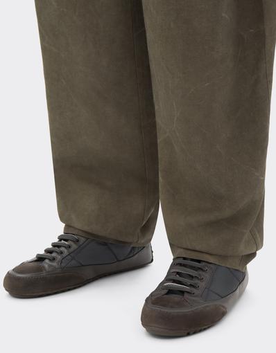 Quilted Leather and Suede Trainers