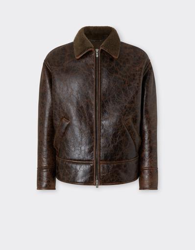 Blouson en peau d'agneau craquelée