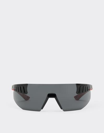 Scuderia Ferrari black goggle-style sunglasses with grey lenses