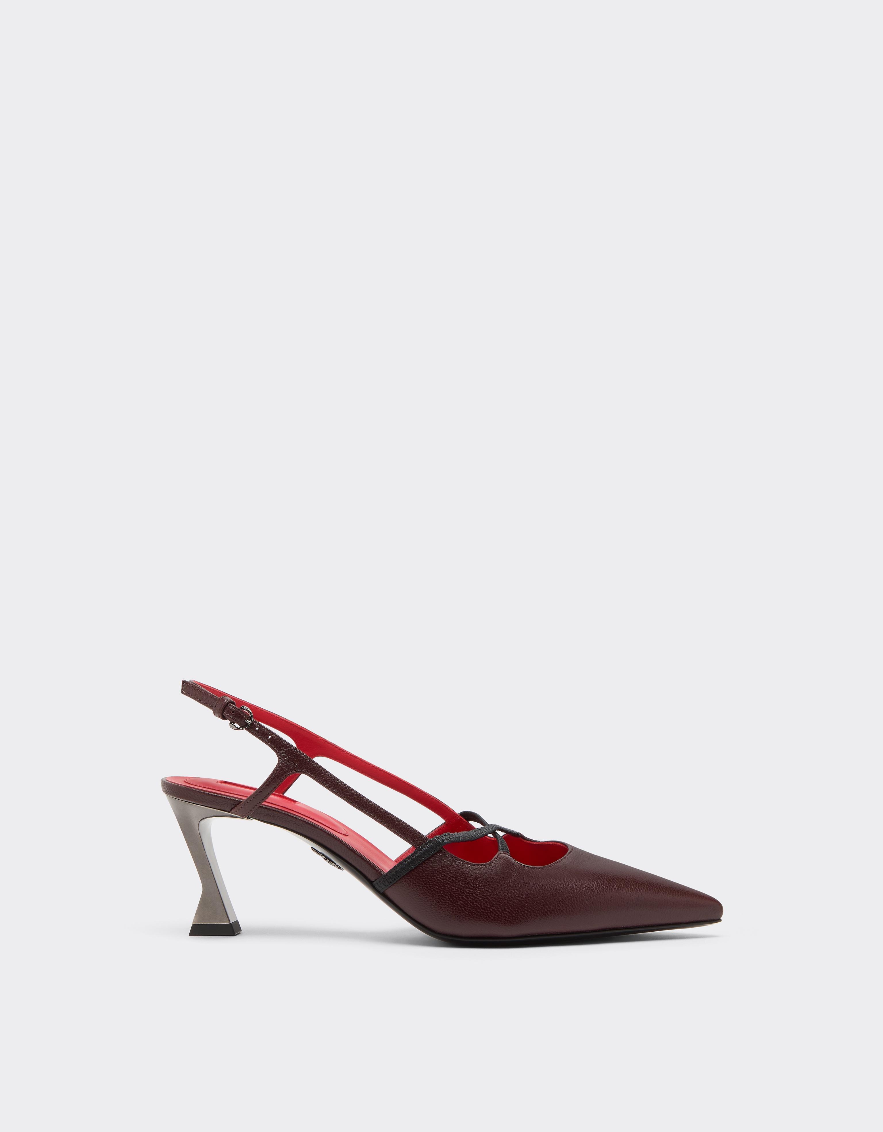 Ferrari Leather Slingback With Sculpted Heel In Brown