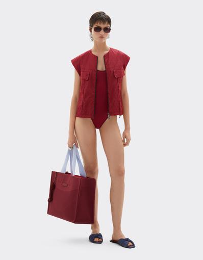 Chaqueta corta de nailon con motivo del Cavallino Rampante