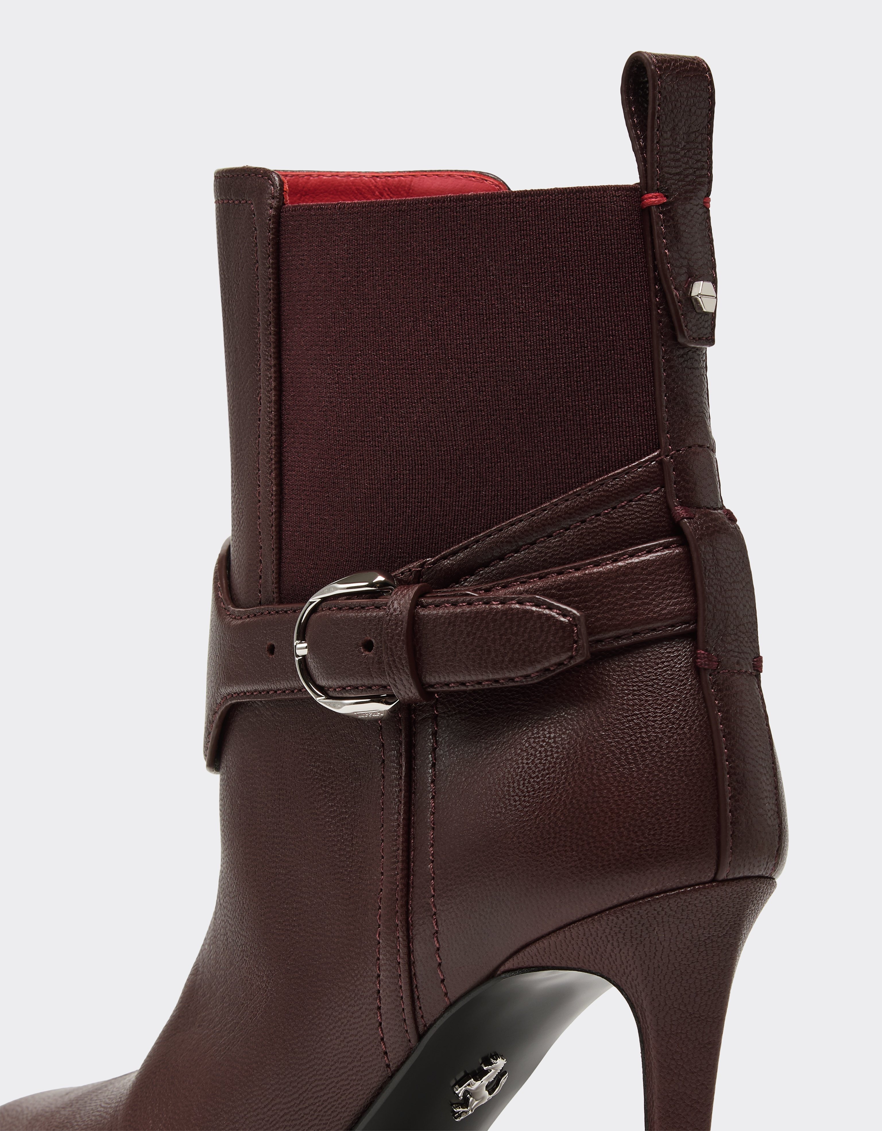 Garnet Leather Ankle Boots with High Heel
