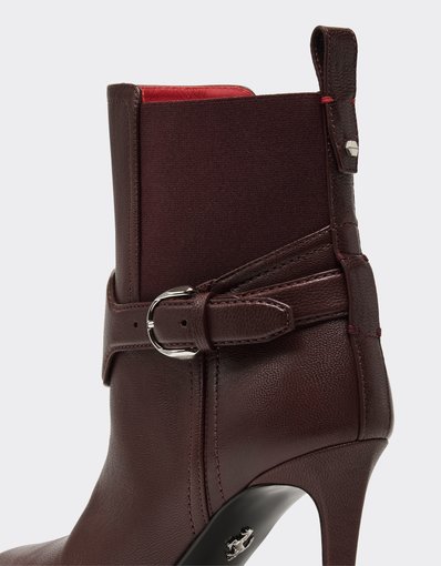 Garnet Leather Ankle Boots with High Heel