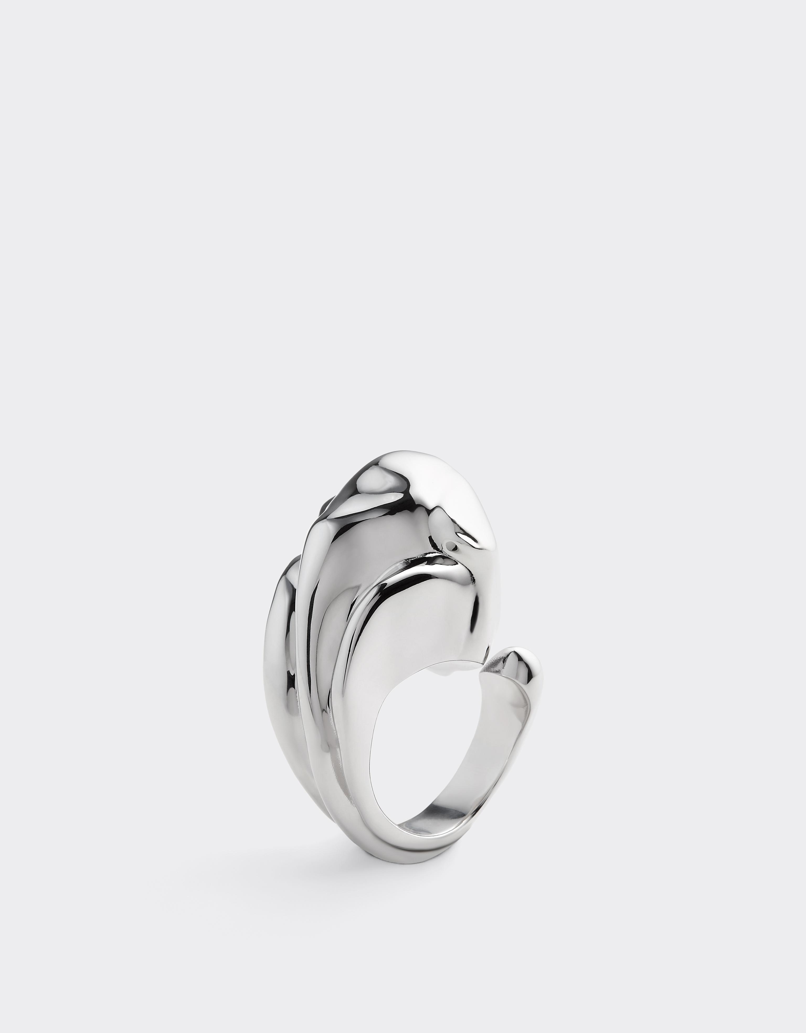 Anillo asimétrico de metal cromado
