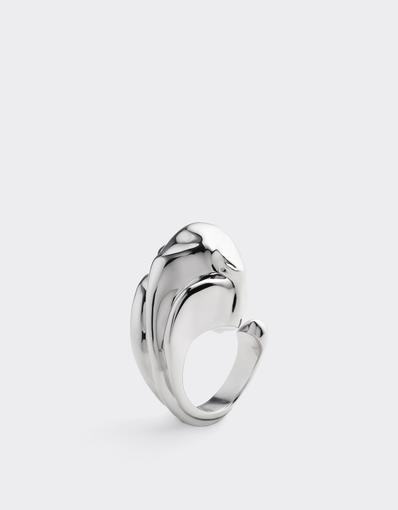 Asymmetrical Chrome-Plated Metal Ring
