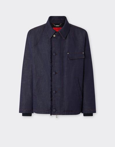 Denim Jacket with Faux Leather Details