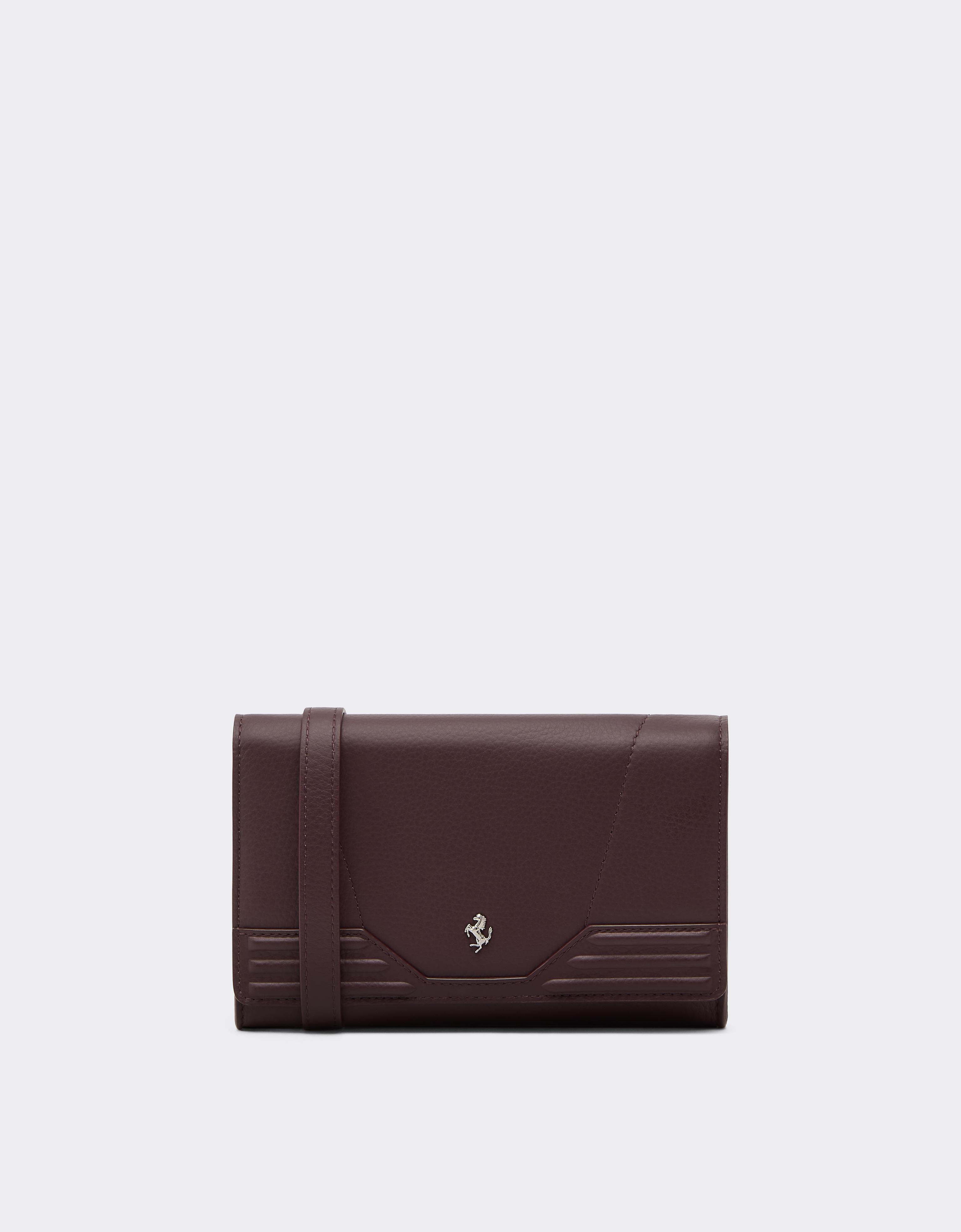 Ferrari Granata Leather Wallet With Chain In Brown