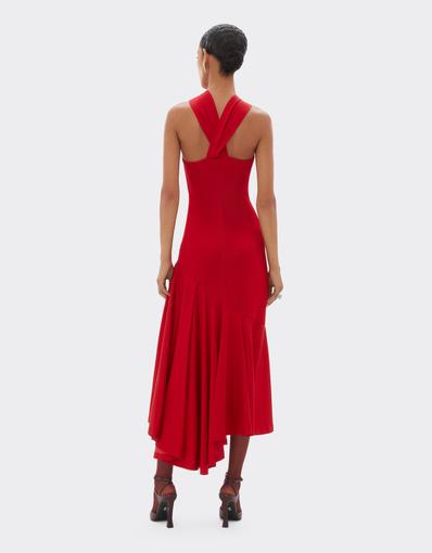 Halter-neck dress with asymmetrical hem