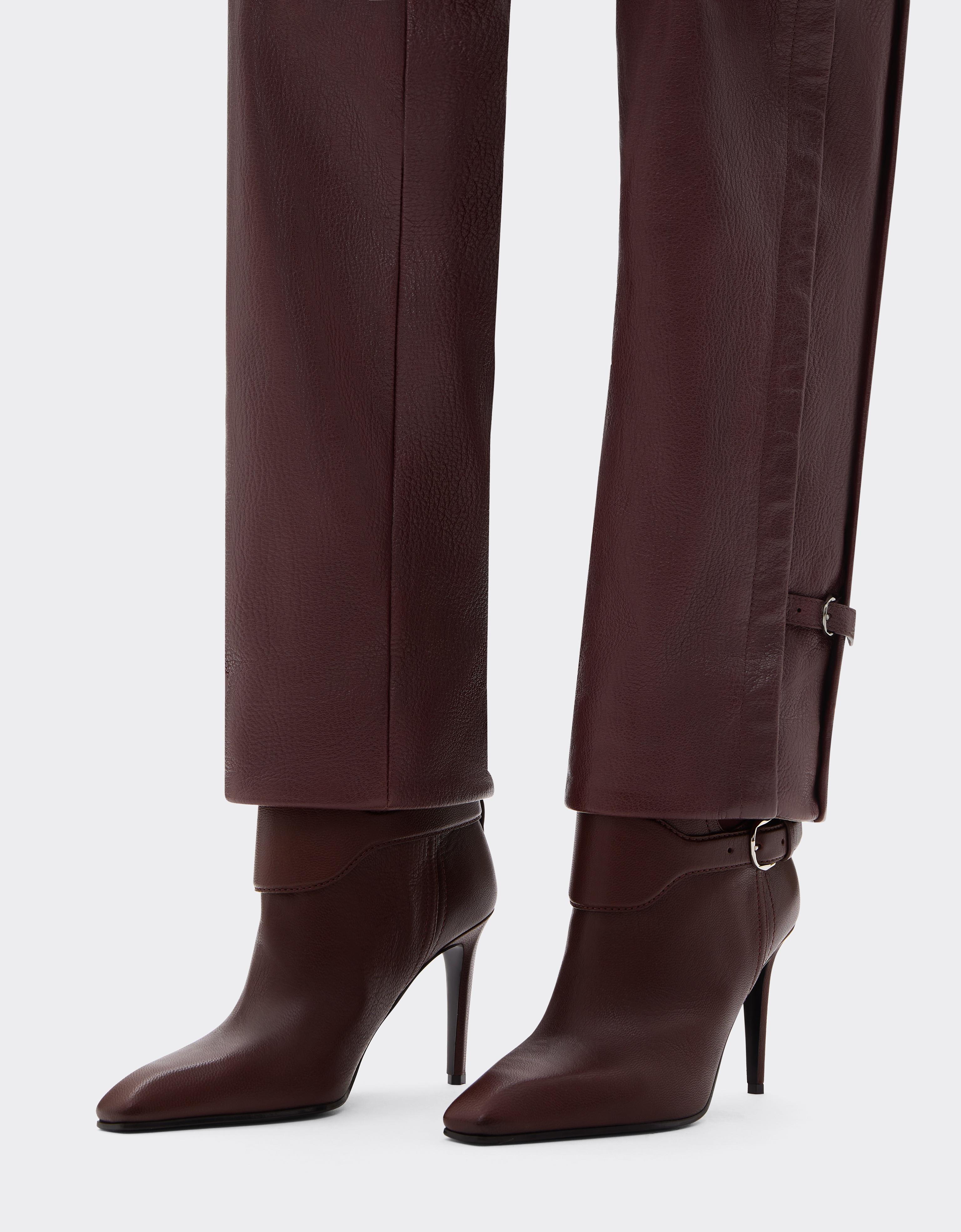 Garnet Leather Ankle Boots with High Heel