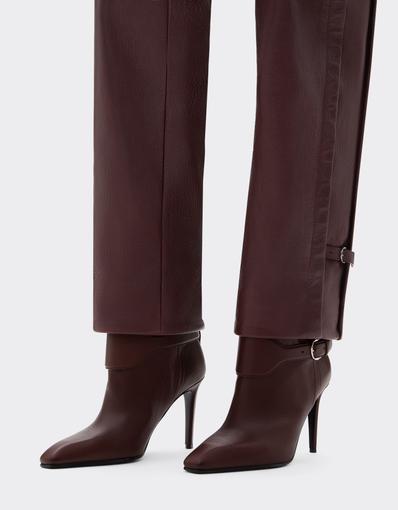 Garnet Leather Ankle Boots with High Heel