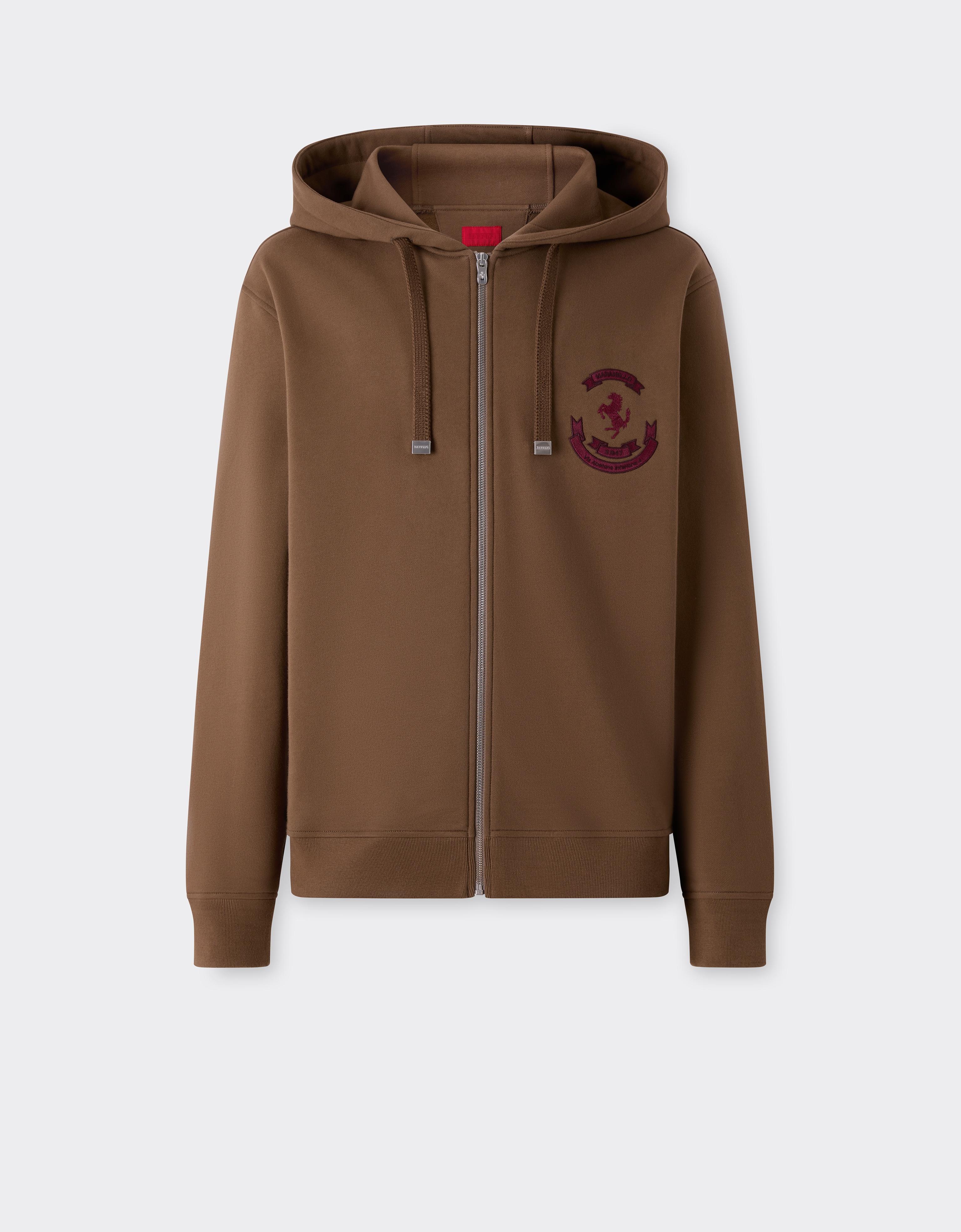 Cotton Hooded Sweatshirt with Prancing Horse