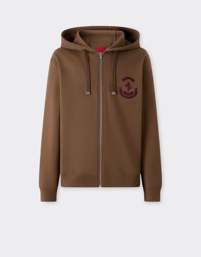 Felpa con Cappuccio in Cotone con Cavallino Rampante