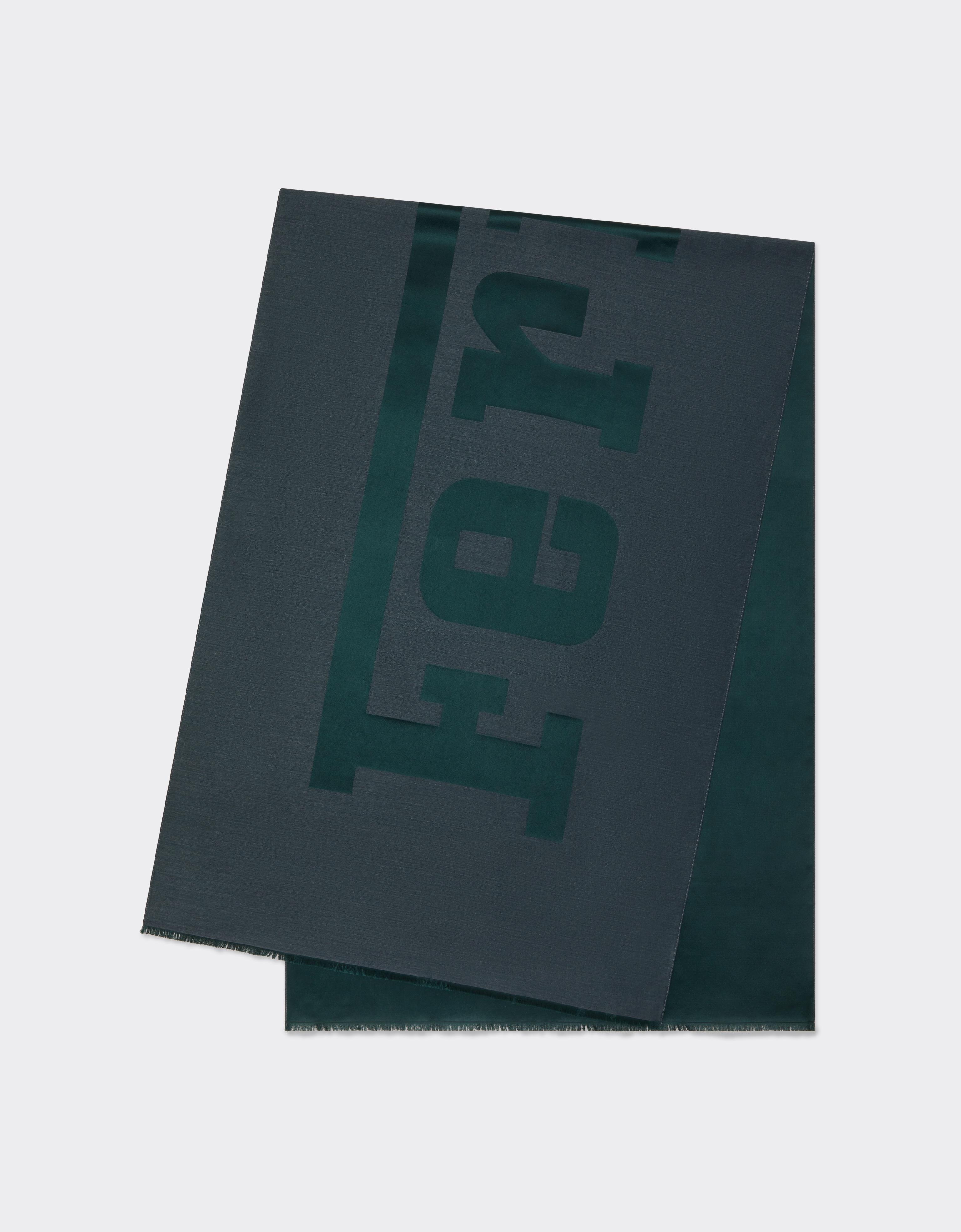 Wool and Silk Scarf with Jacquard Logo