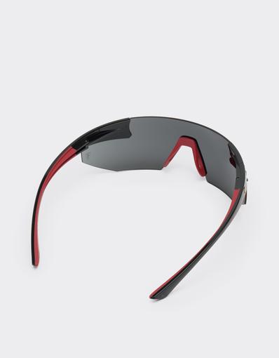 Scuderia Ferrari black goggle-style sunglasses with grey lenses