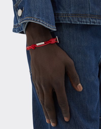 Knotted leather and cord bracelet