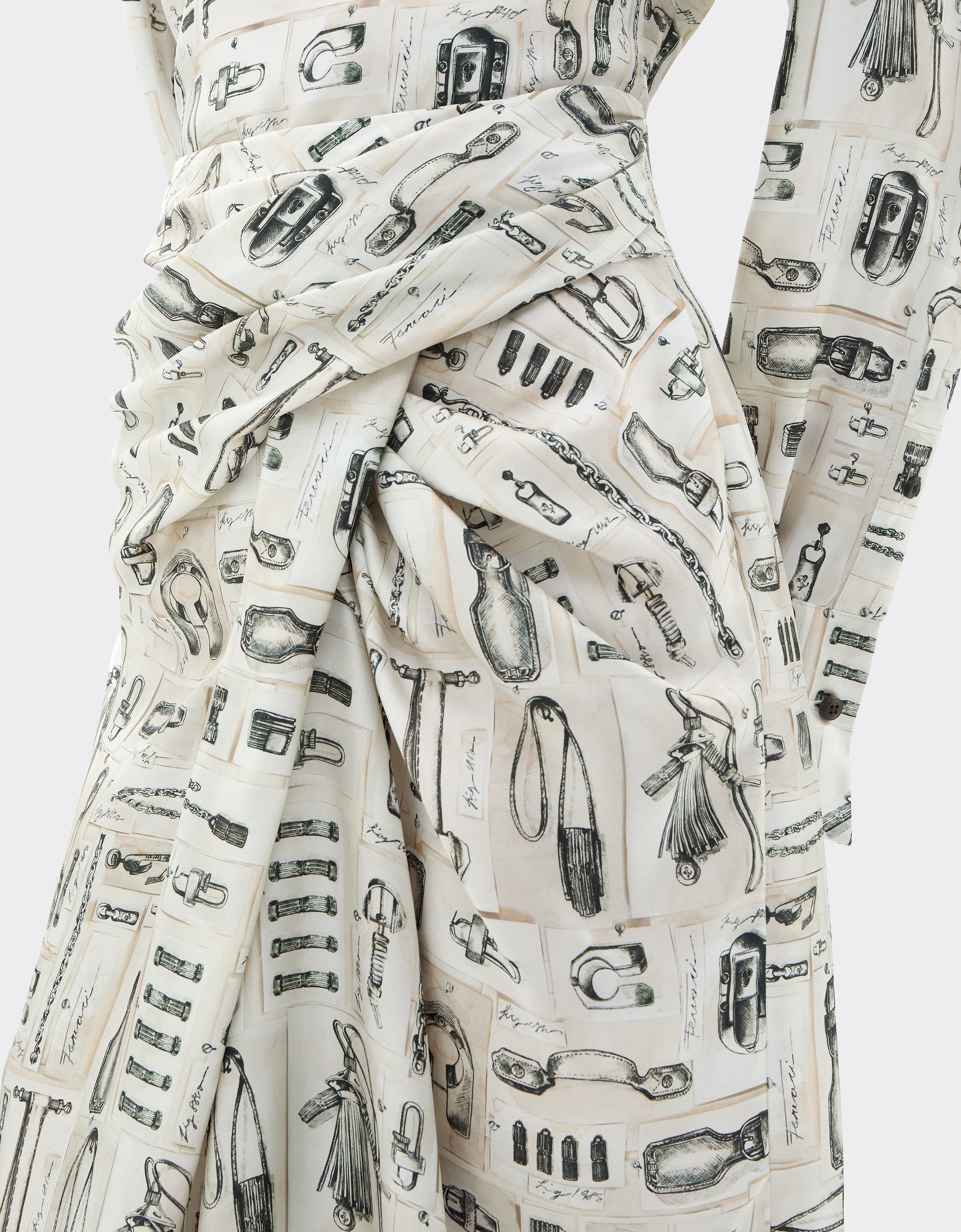 Silk Twill Skirt with Officina Print
