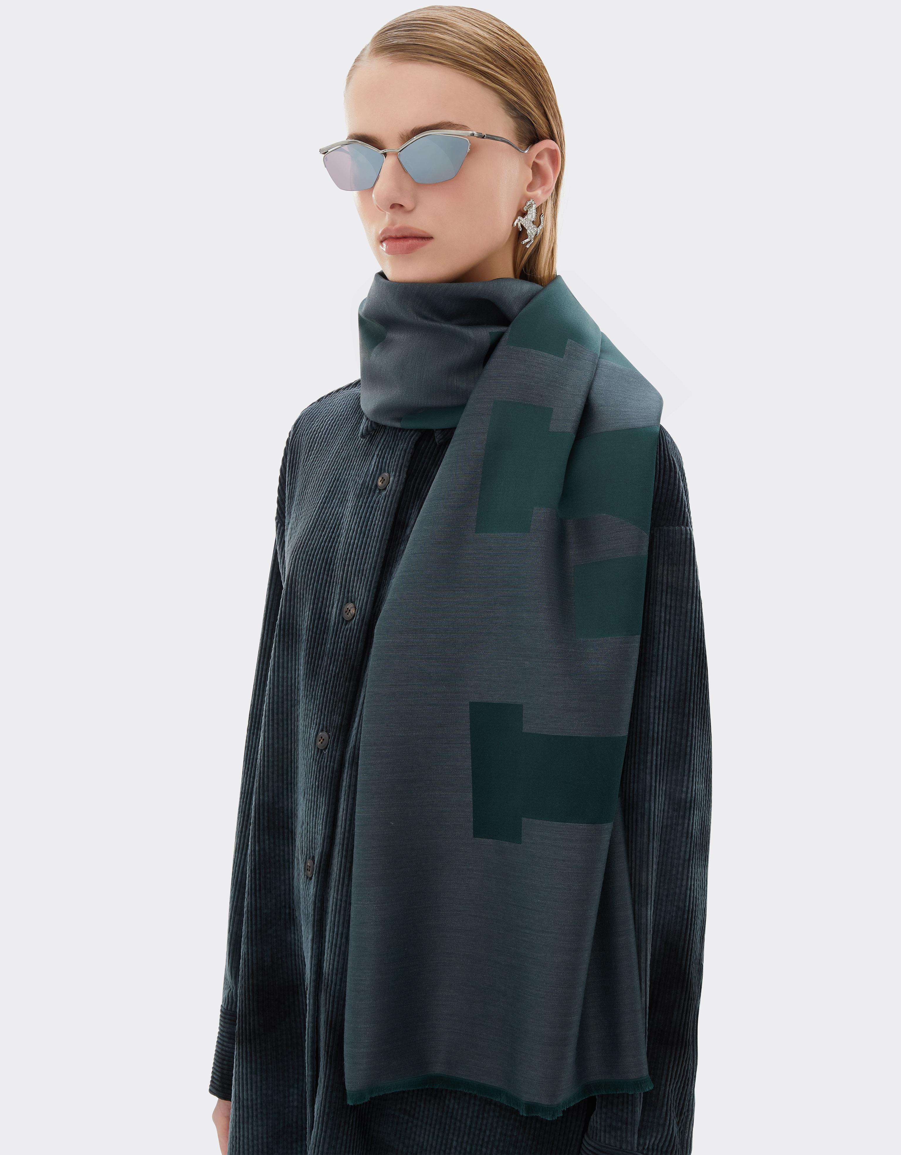 Wool and Silk Scarf with Jacquard Logo