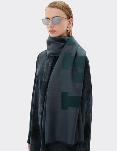 Bufanda de lana y seda con logotipo jacquard