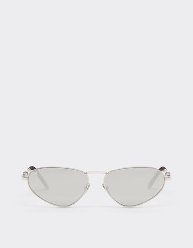 Lunettes de soleil en métal argenté brillant avec verres gris clair à effet miroir argenté