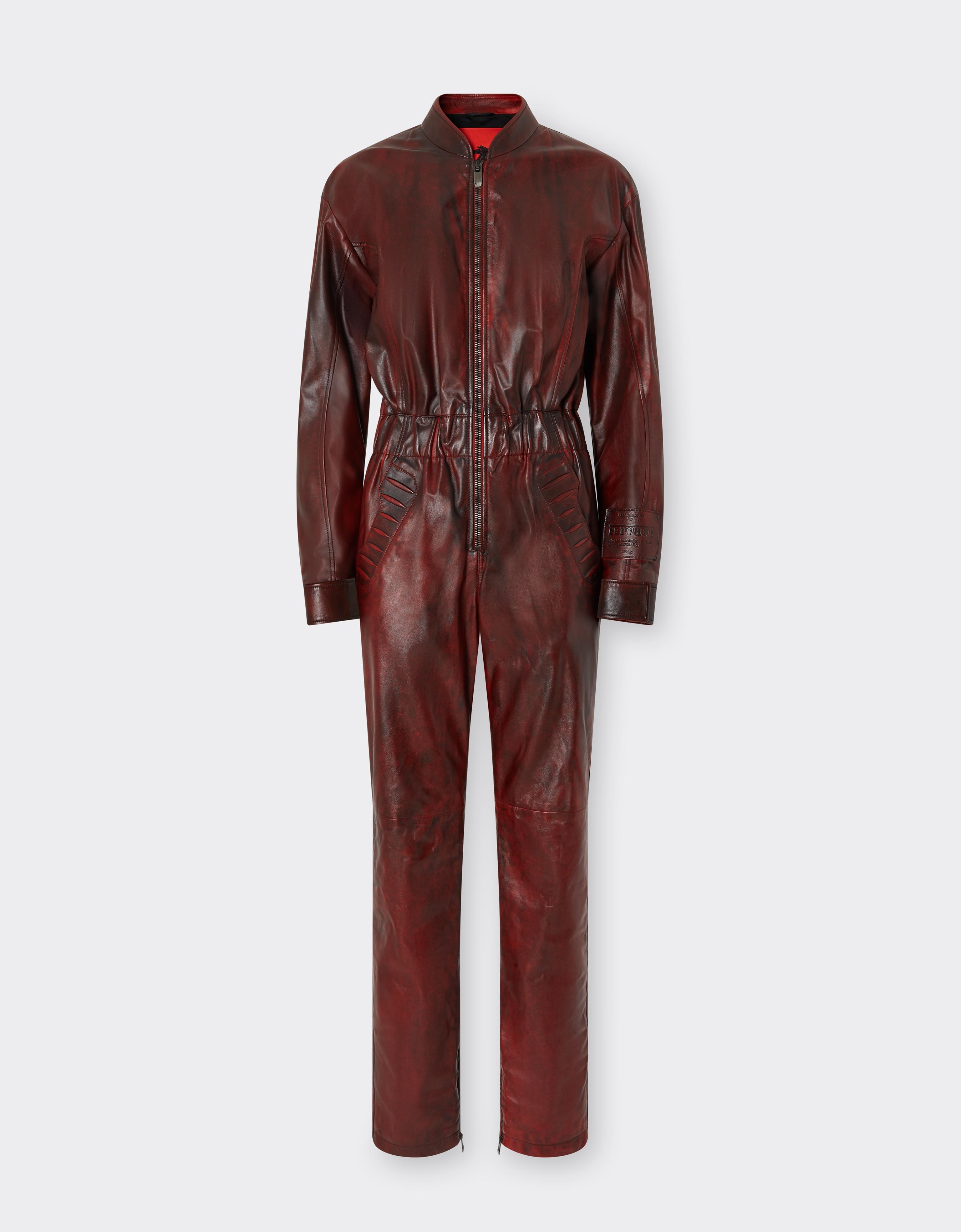 Ferrari Reconditioned By  Leather Tracksuit For The 2026 Silverstone Grand Prix In Red