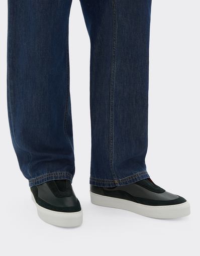 Leather and Suede Slip-On Trainers