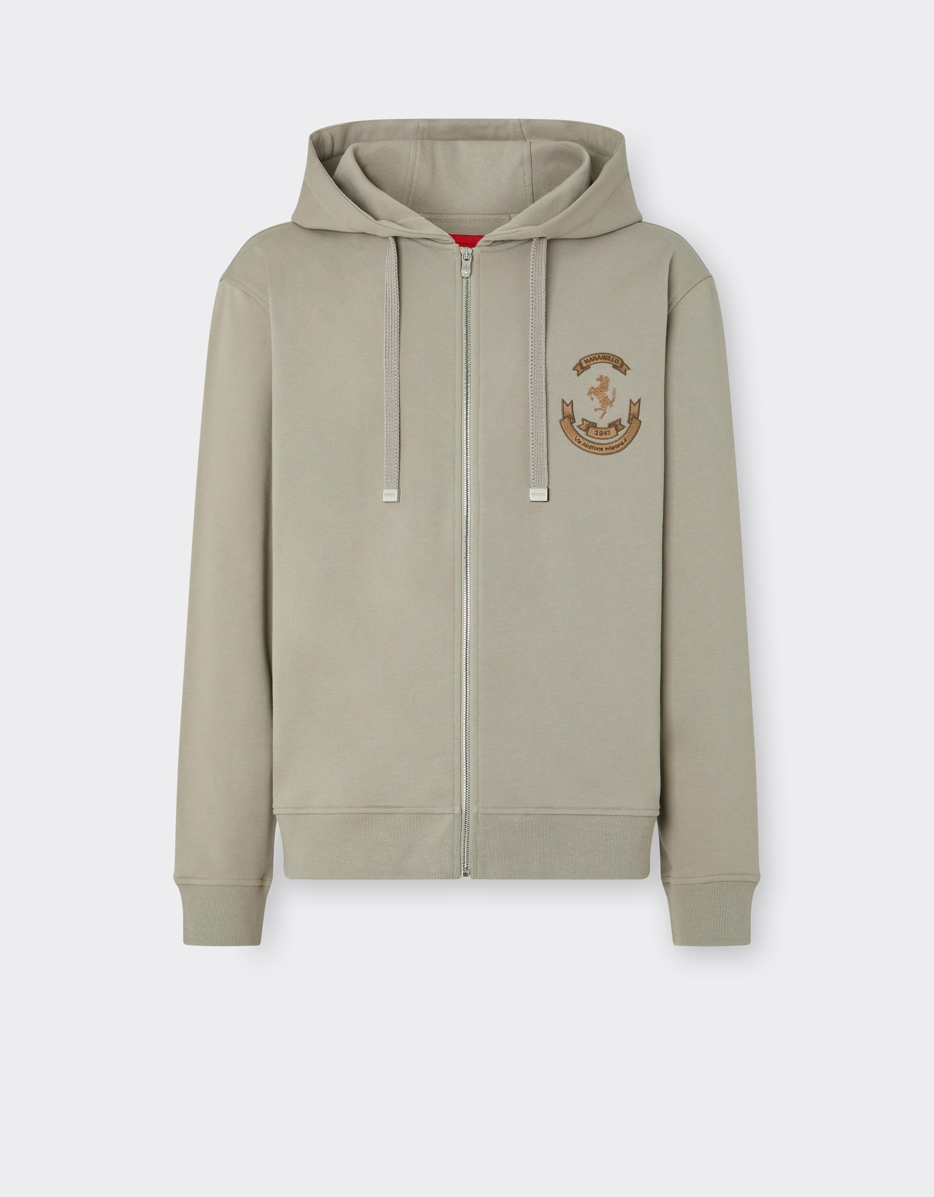 Cotton Hooded Sweatshirt with Prancing Horse