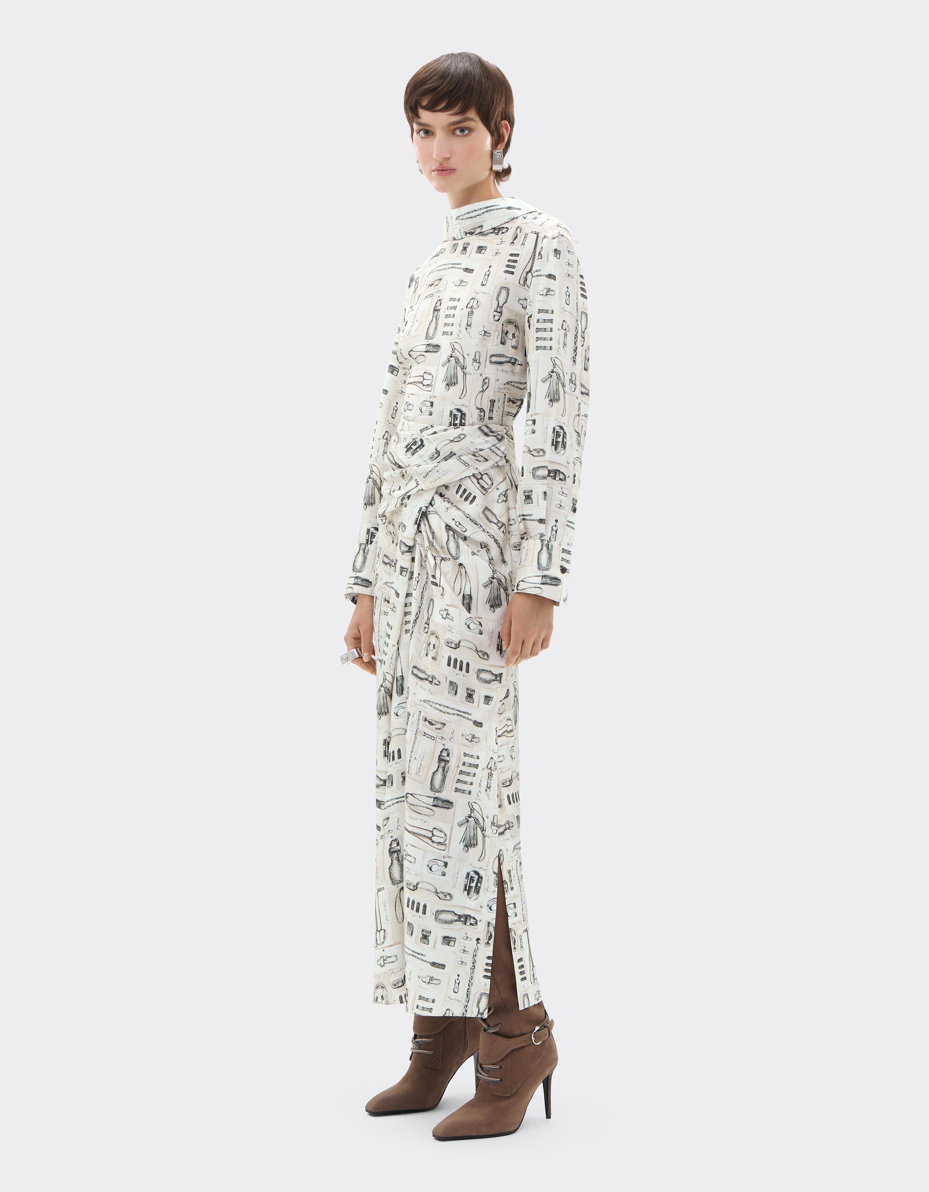 Silk Twill Skirt with Officina Print
