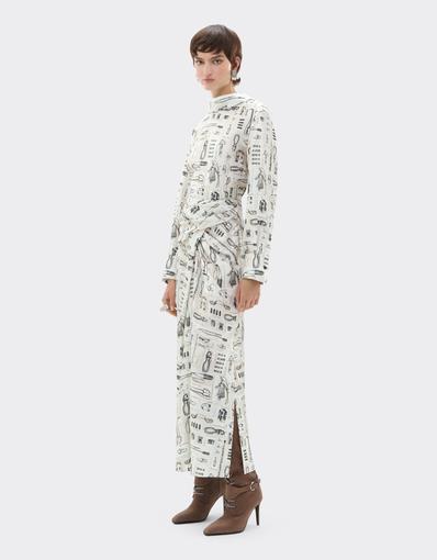 Silk Twill Skirt with Officina Print