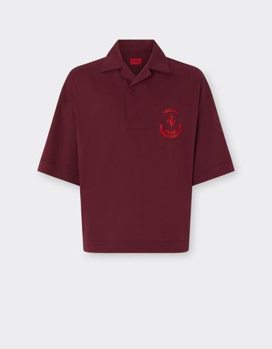 Cotton piqué polo shirt with Prancing Horse logo