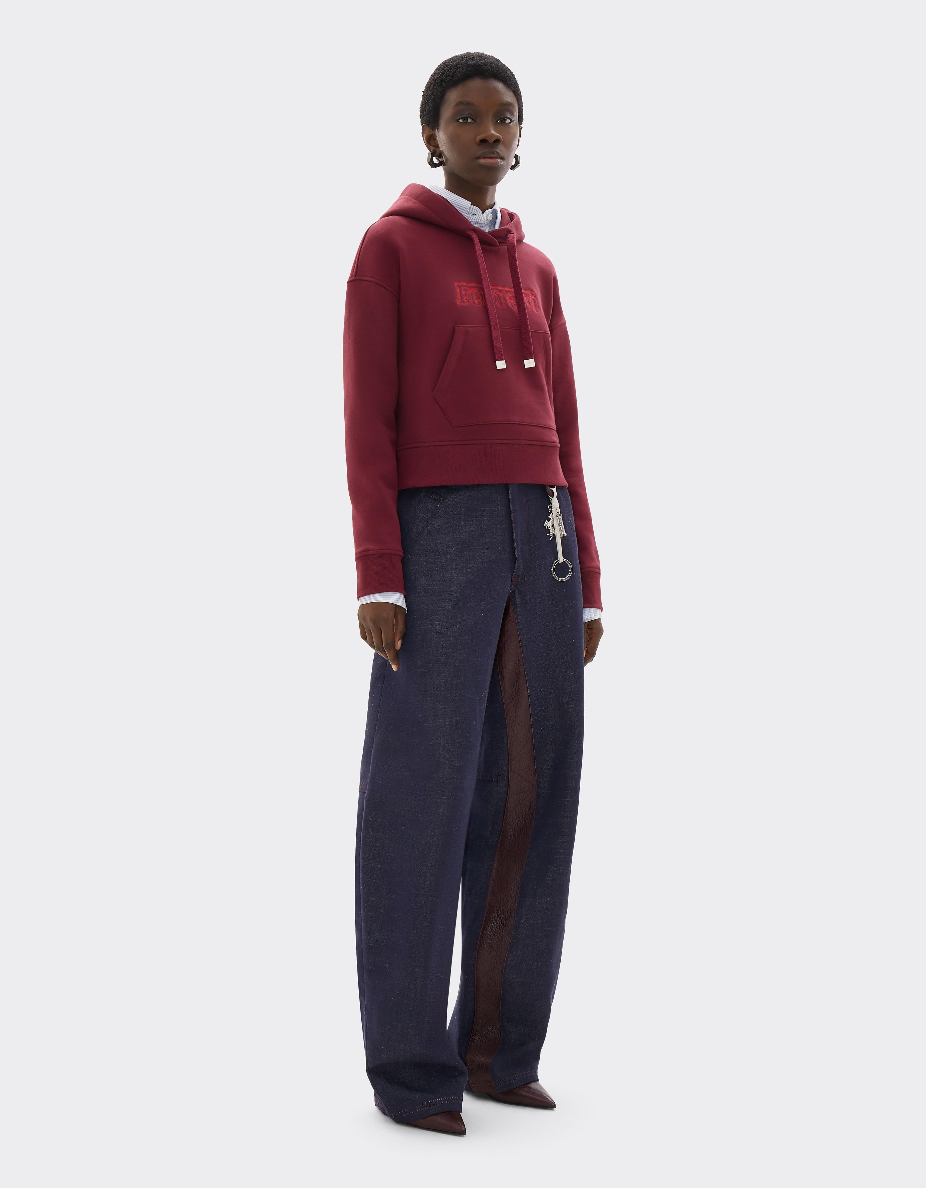 Sweat court en coton avec broderie Ferrari