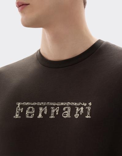 Camiseta de algodón con el logotipo de Ferrari bordado