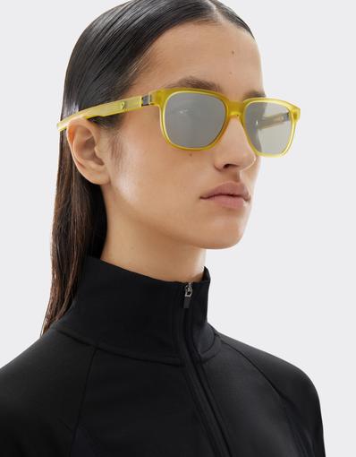 Scuderia Ferrari transparent yellow sunglasses with mirrored lenses