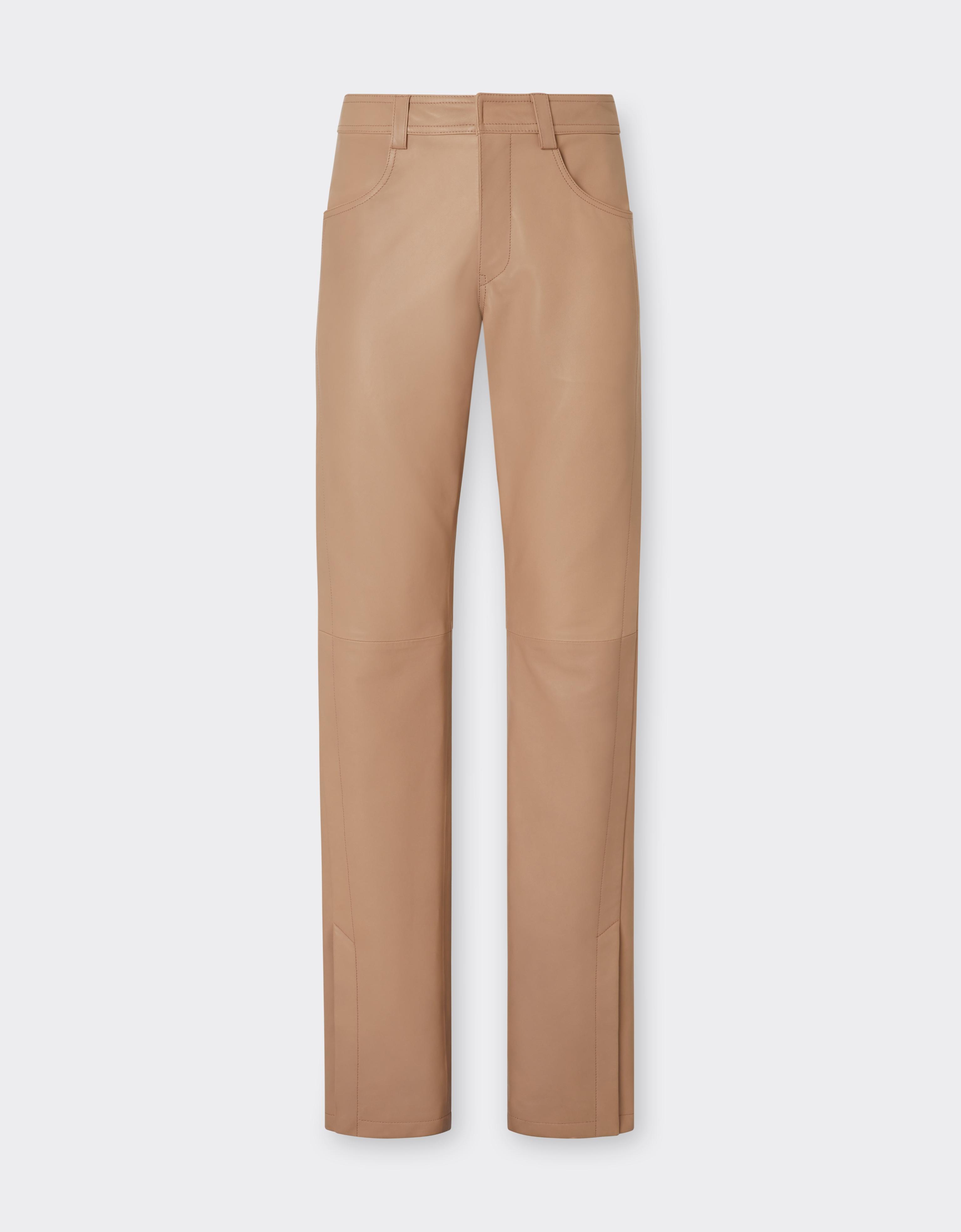 Leather Trousers with Buckle at the Back