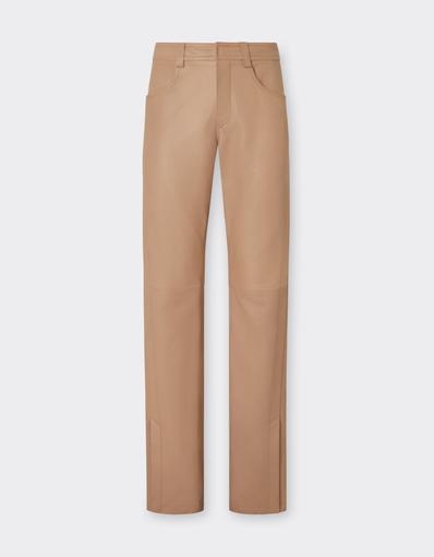 Leather Trousers with Buckle at the Back