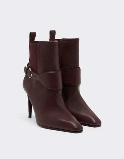 Garnet Leather Ankle Boots with High Heel