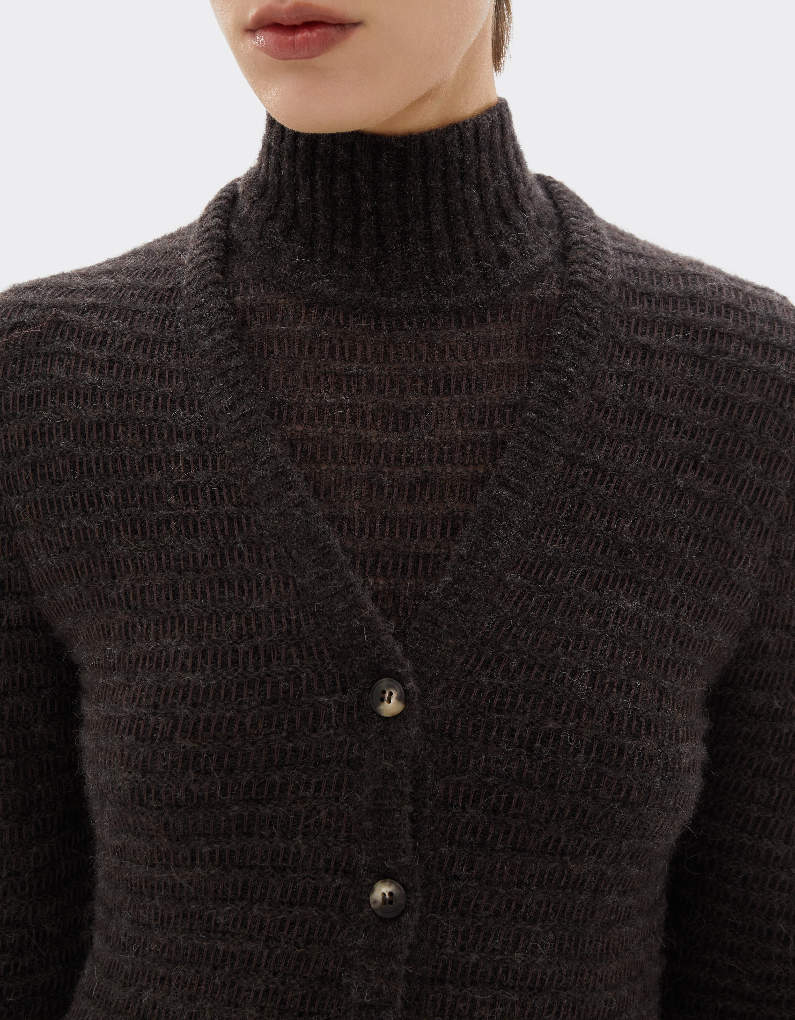 Cardigan à encolure en V en laine mélangée