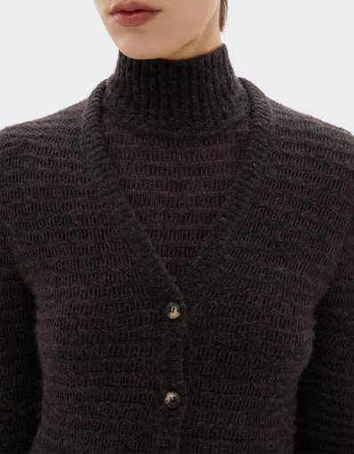 Cárdigan con cuello en V de mezcla de lana