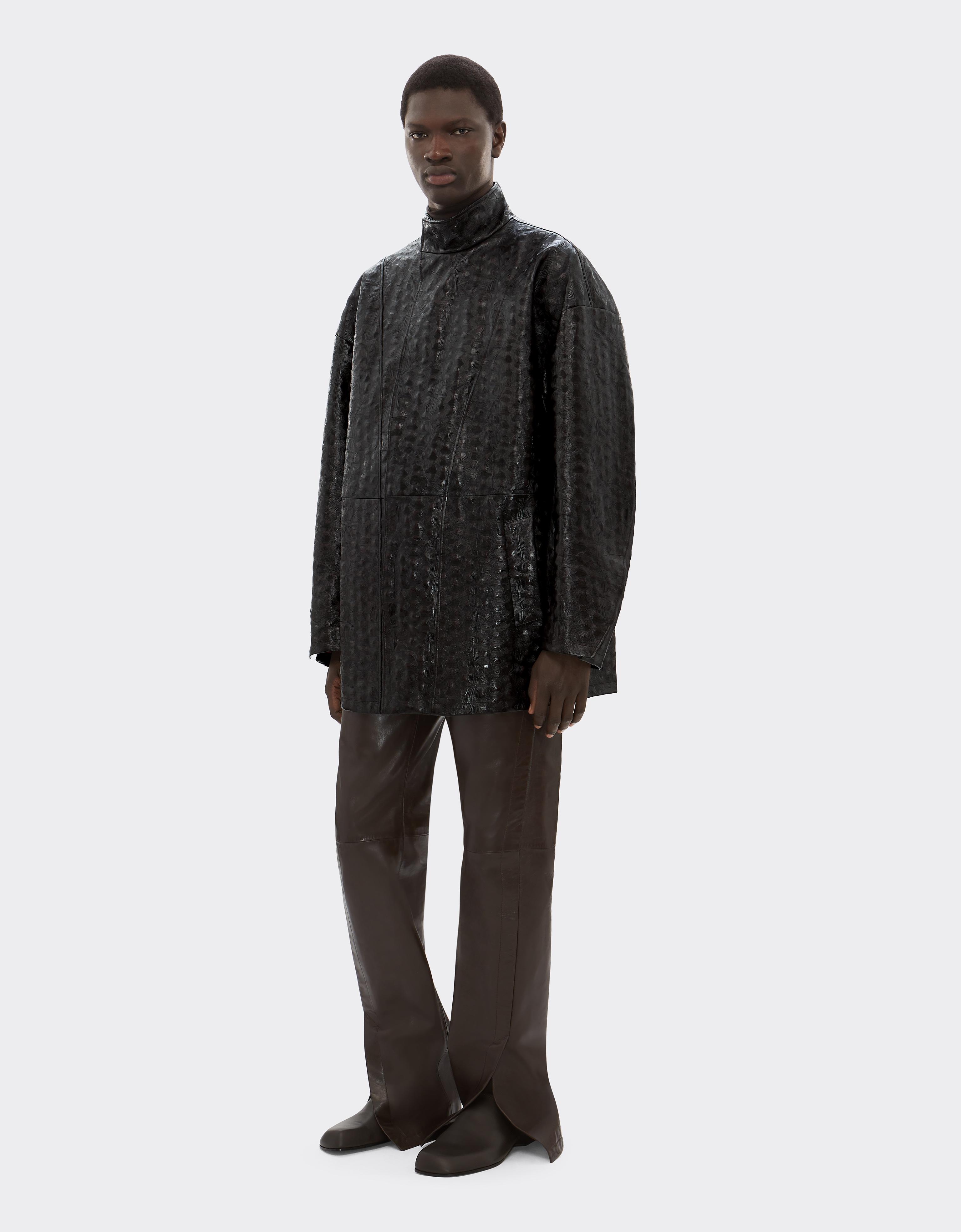 Leather Pea Coat with Turtle Pattern