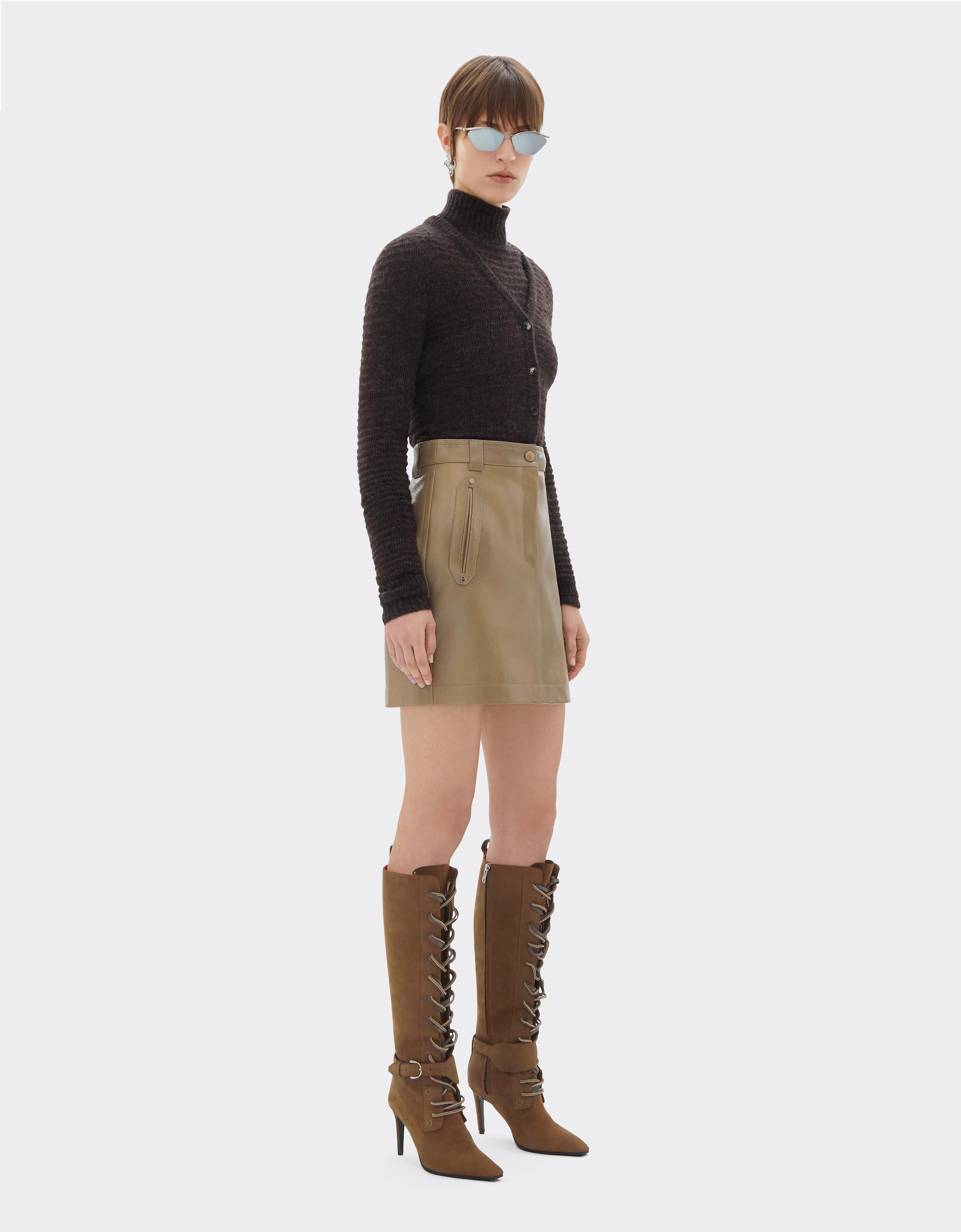 High-Waisted Leather Mini Skirt