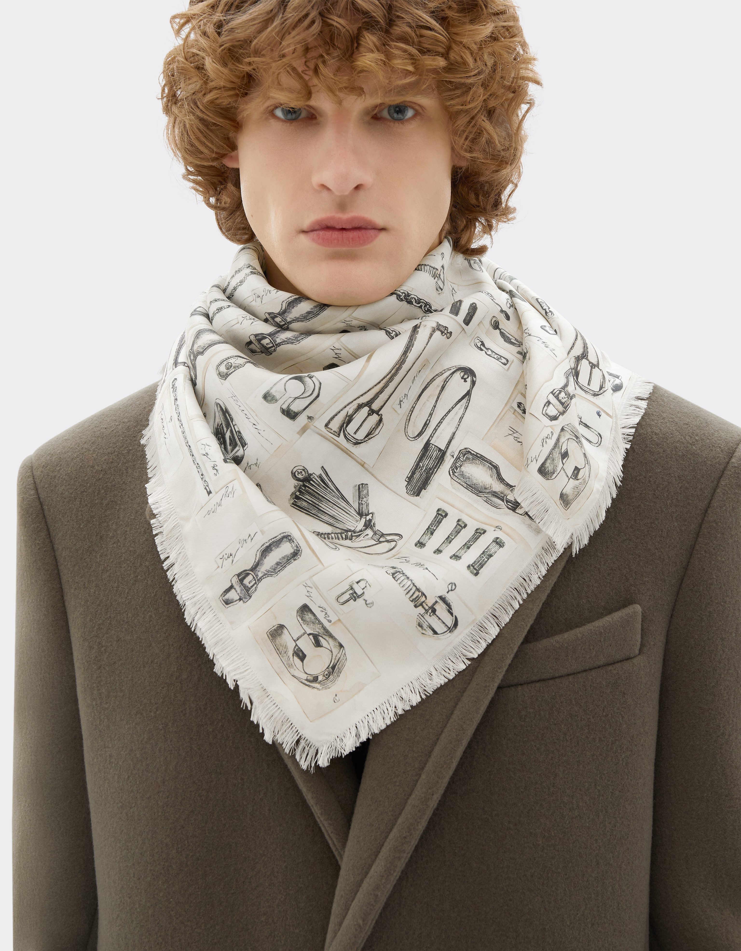Silk Scarf with Ferrari Officina Print