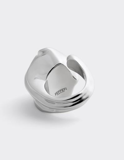 Asymmetrical Chrome-Plated Metal Ring