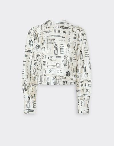Silk Twill Blouse with Officina Print