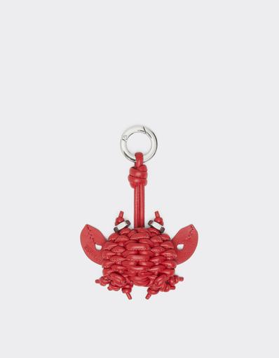 Woven leather Crab keyring