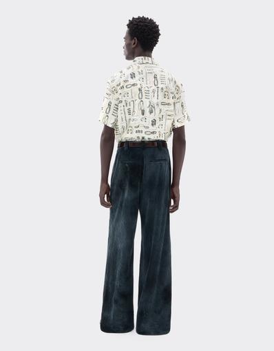 Silk Twill Bowling Shirt with Officina Print