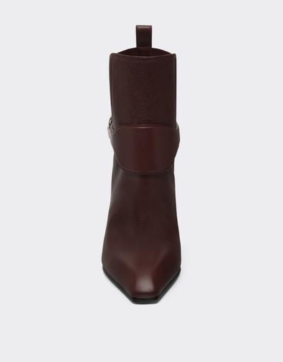 Garnet Leather Ankle Boots with High Heel